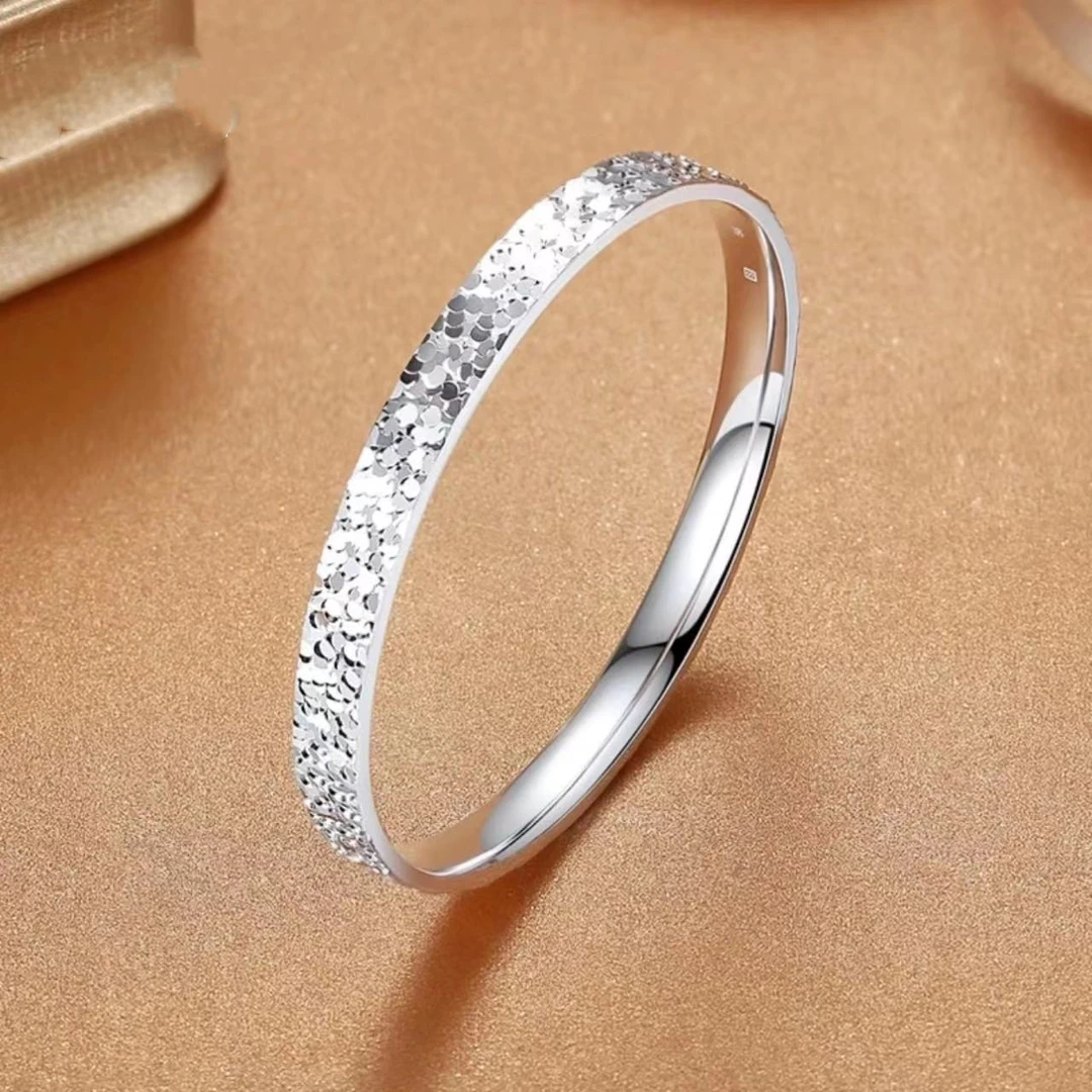 足银手镯 【A46】15g足银999.9 手镯实心碎碎冰冰单圈时尚百搭