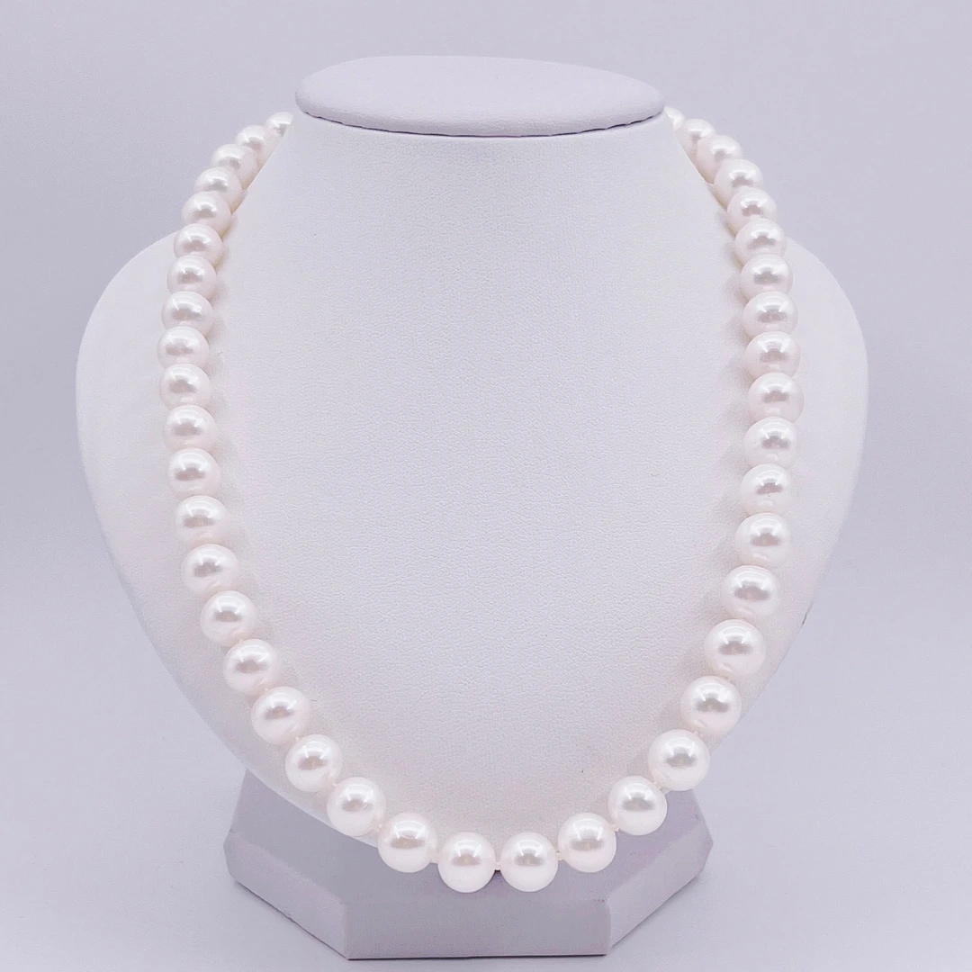 【秀秀严选】”女神项链“ 天然无核珍珠项链/9-10mm/s925银元宝扣