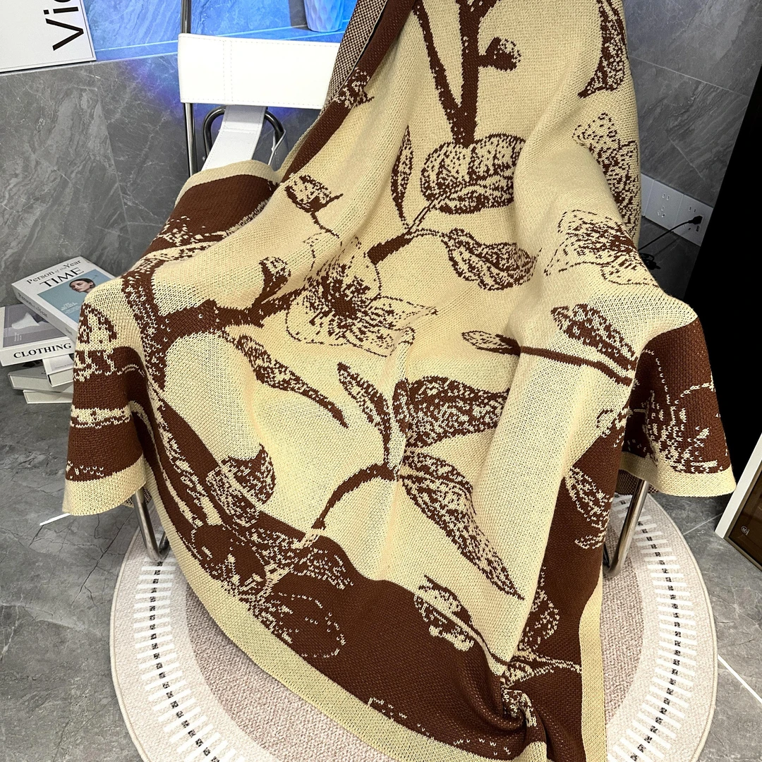 秋冬新款针织毯子办公室午睡空调盖腿沙发休闲毛线毯披肩小被子