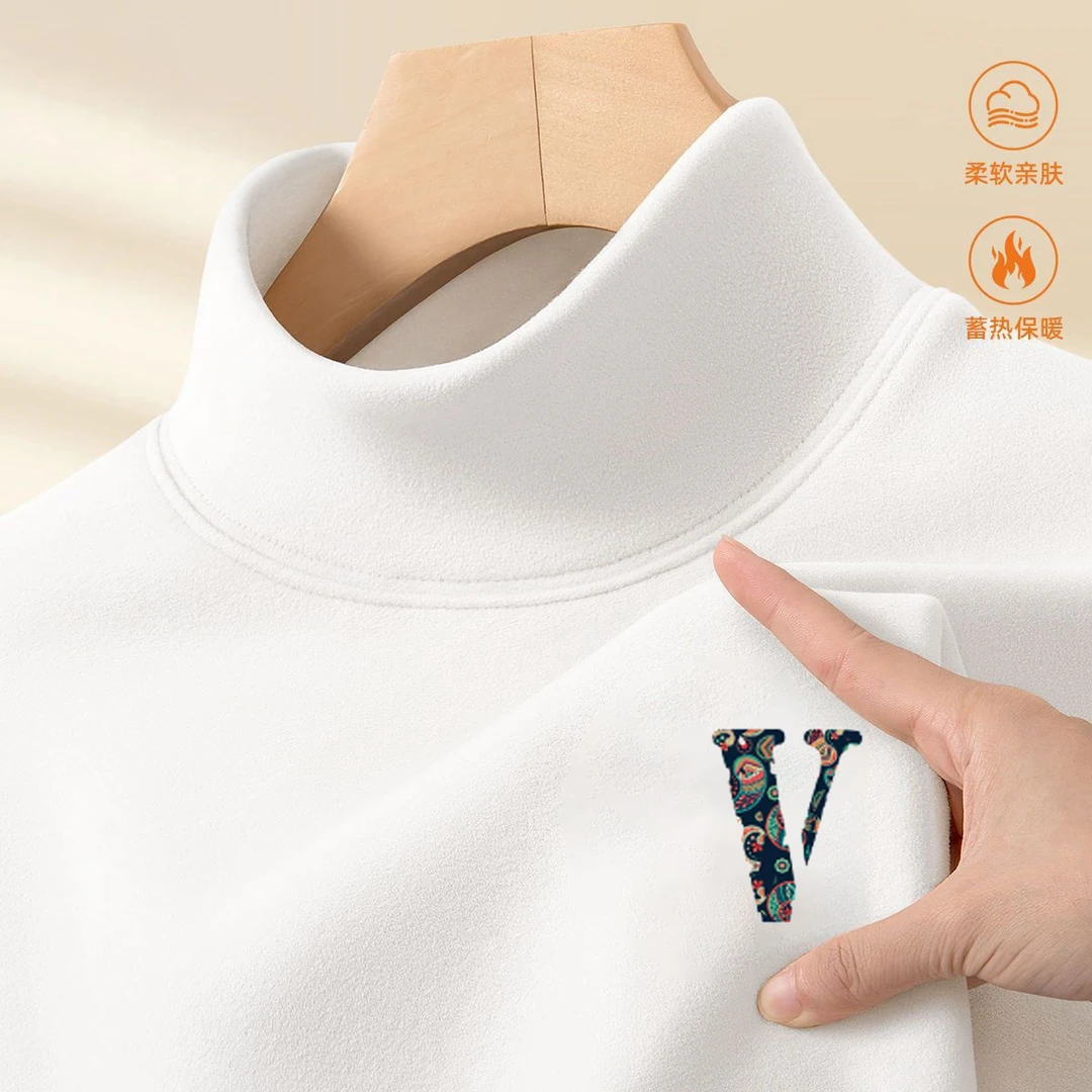 秋冬半高领百搭德绒打底衫休闲ins打底衫潮流帅气保暖长袖上衣男