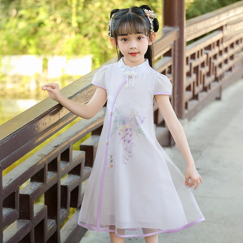 女童旗袍连衣裙夏季2025新款小女孩复古国风公主洋气仙气裙子夏装