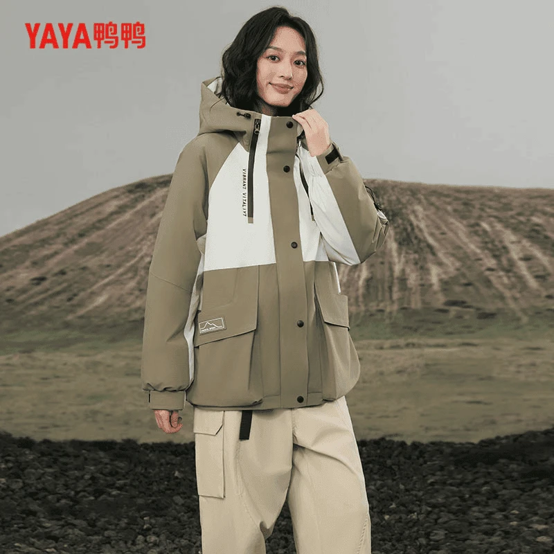 YAYA/鸭鸭百搭潮流收腰时尚休闲连帽羽绒服24Y076