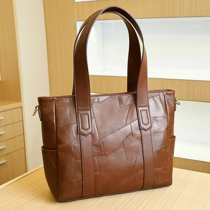 女士真皮托特包2025新款大容量百搭单肩包高级休闲手提包通勤女包