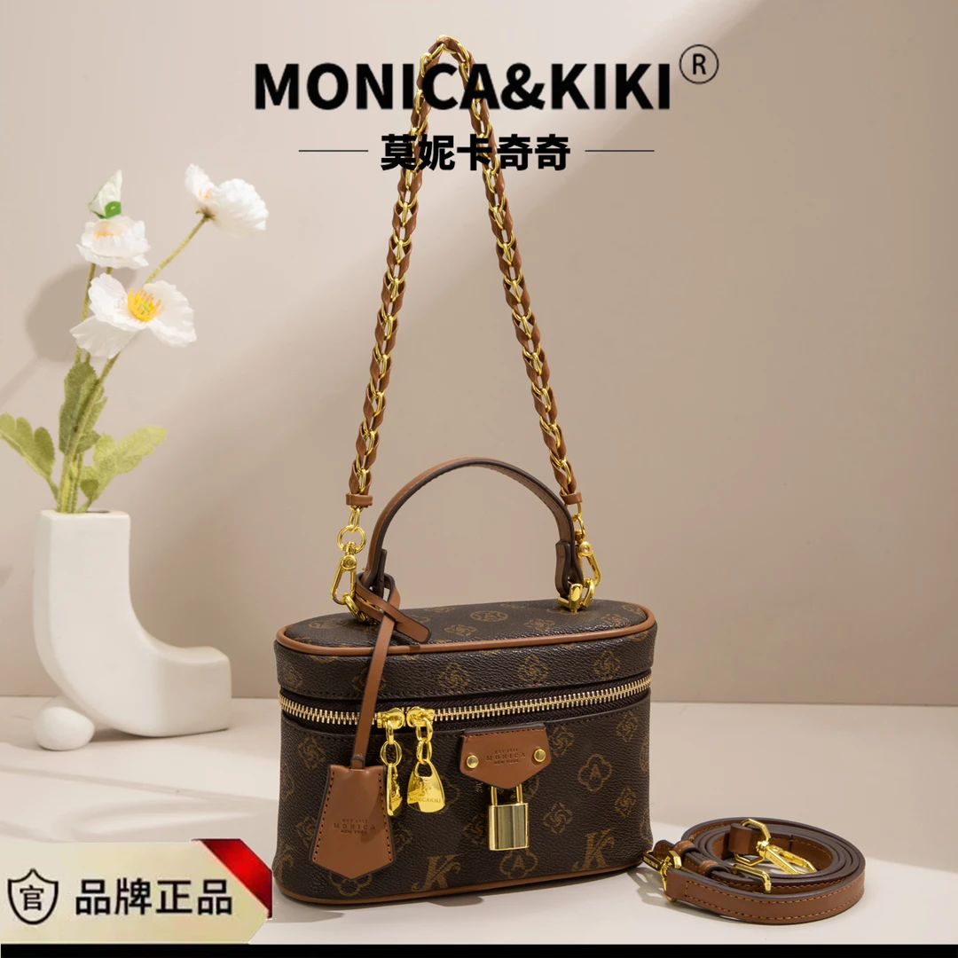 时尚设计港风复古印花手提盒子包2024新款小众设计精致小巧斜挎包