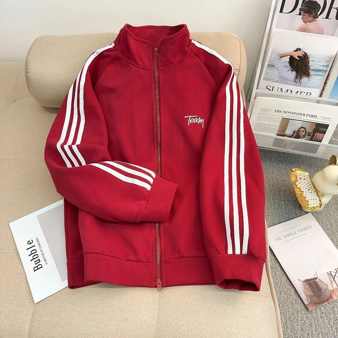 4287#新款早秋装运动休闲外套棒球服学生韩系高级感条纹上衣ins潮