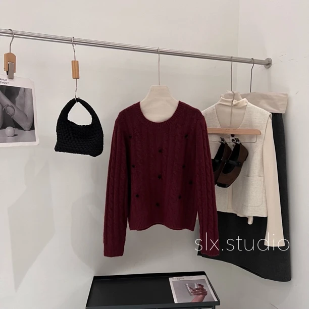 slx@ 2189 毛衣套头麻花爱心