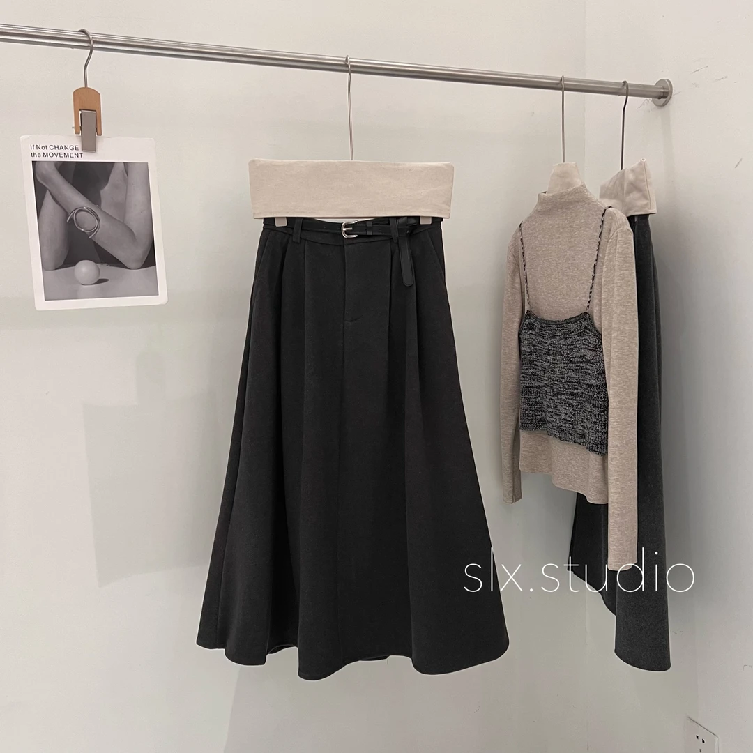 slx@ 8301 呢料半裙伞裙