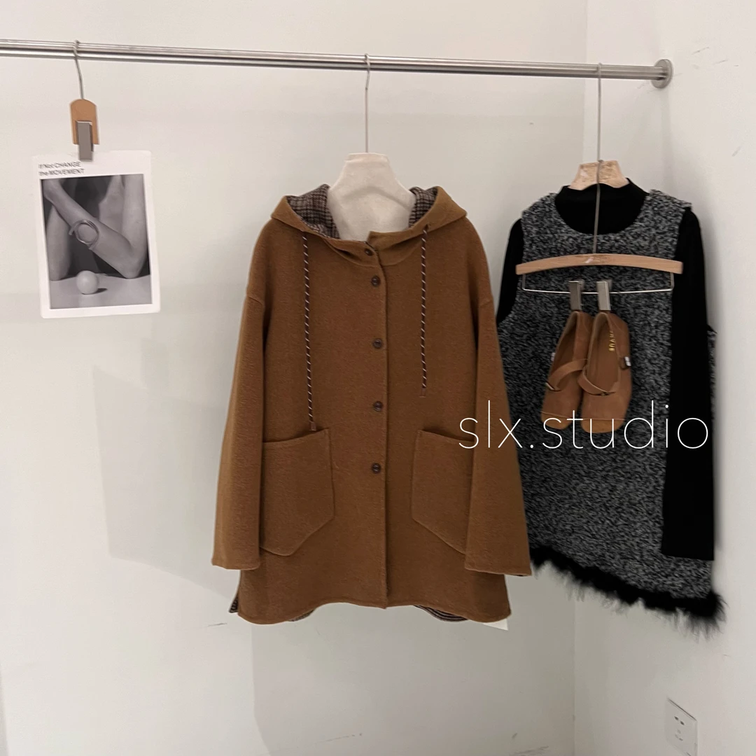 slx@ 9896 澳羊毛超细连帽大衣