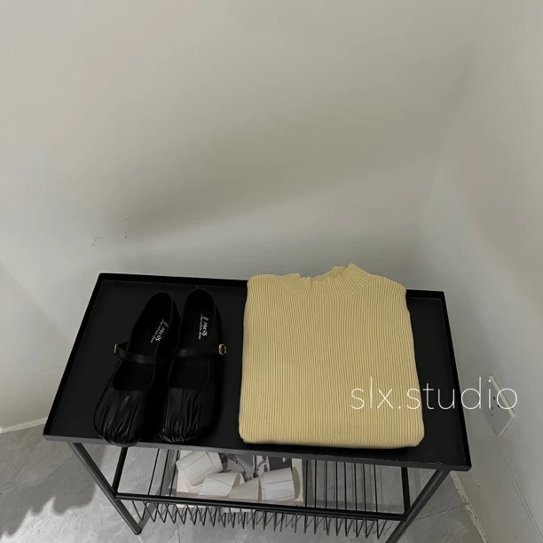 slx@ 93355 打底衣半高领坑条