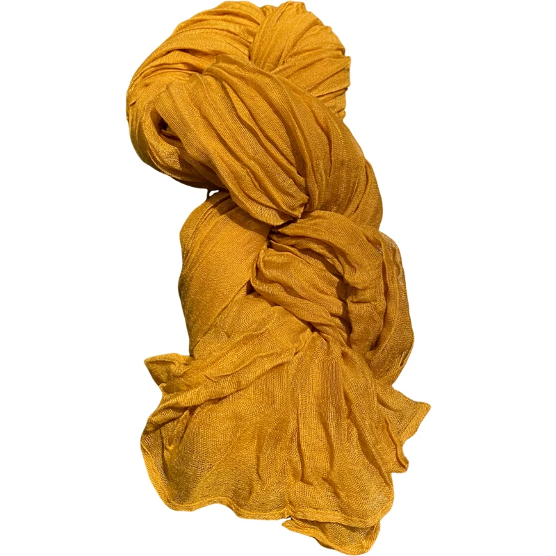 新款百搭褶皱纯色春秋手感文艺范韩版长款披肩春夏复古薄款黄色