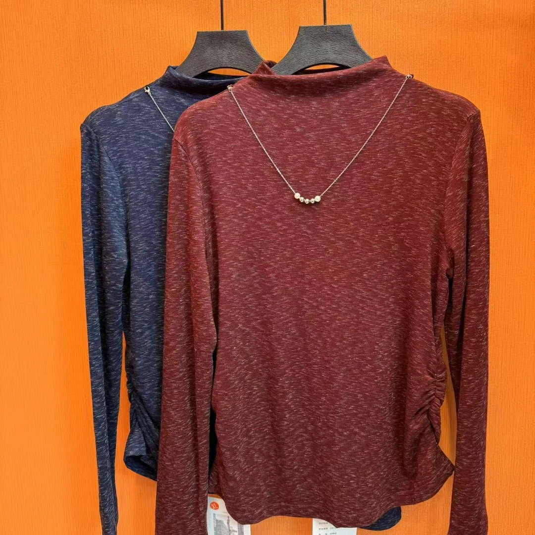 8076冬季带链条时尚百搭显瘦堆堆领弹力半高领打底衫修身长袖