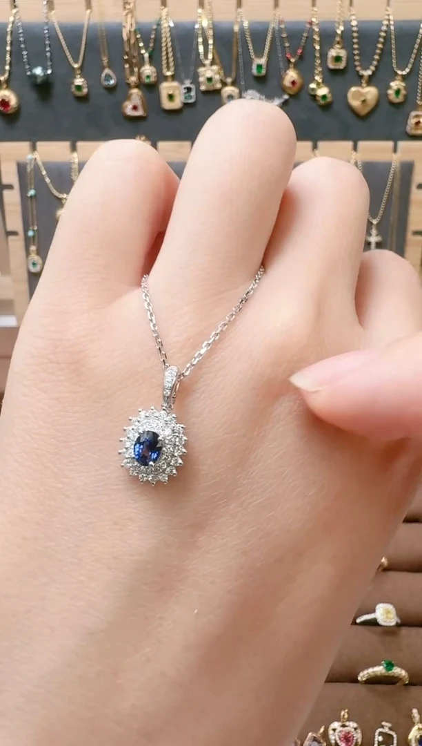 【闪购商品】蓝宝石吊坠(不含链)18K金镶嵌18K金蓝宝石吊坠