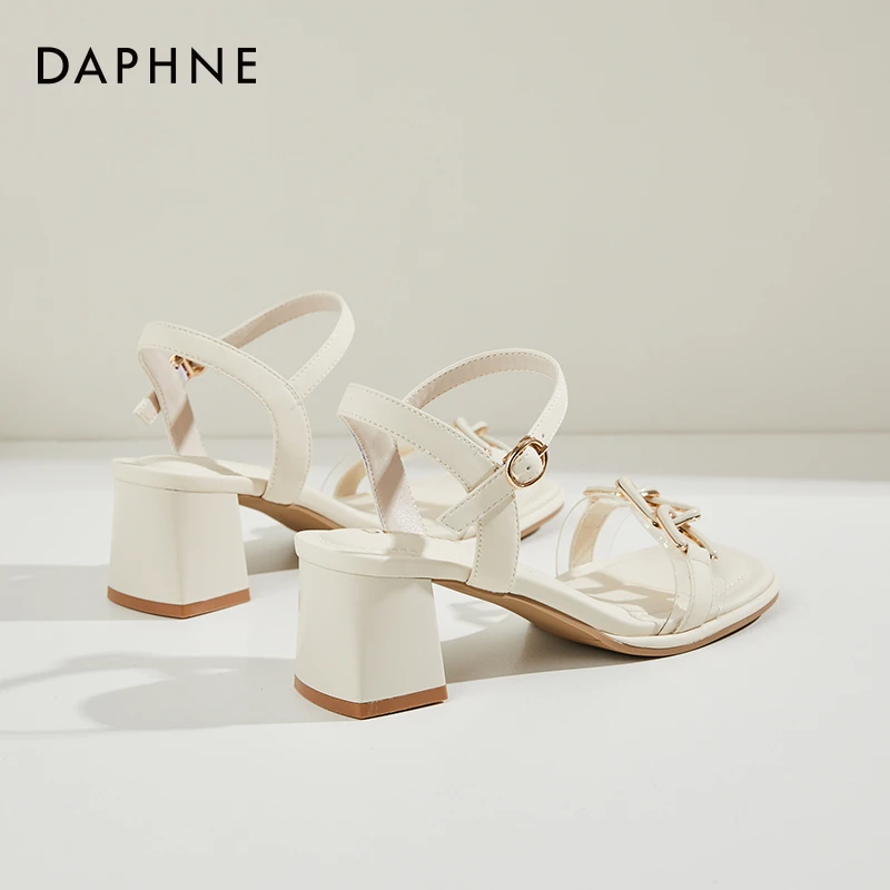 达芙妮人间小仙女~粗跟凉鞋女夏季外穿绝美单鞋女露趾时装高跟鞋