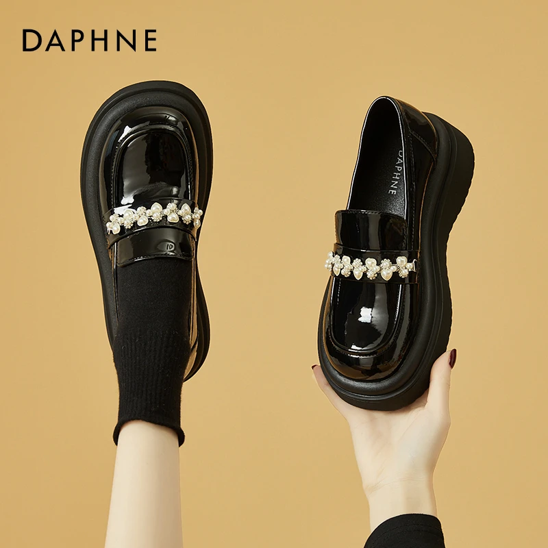 达芙妮厚底珍珠乐福鞋女秋季2025年新款松糕jk鞋英伦风小皮鞋时尚