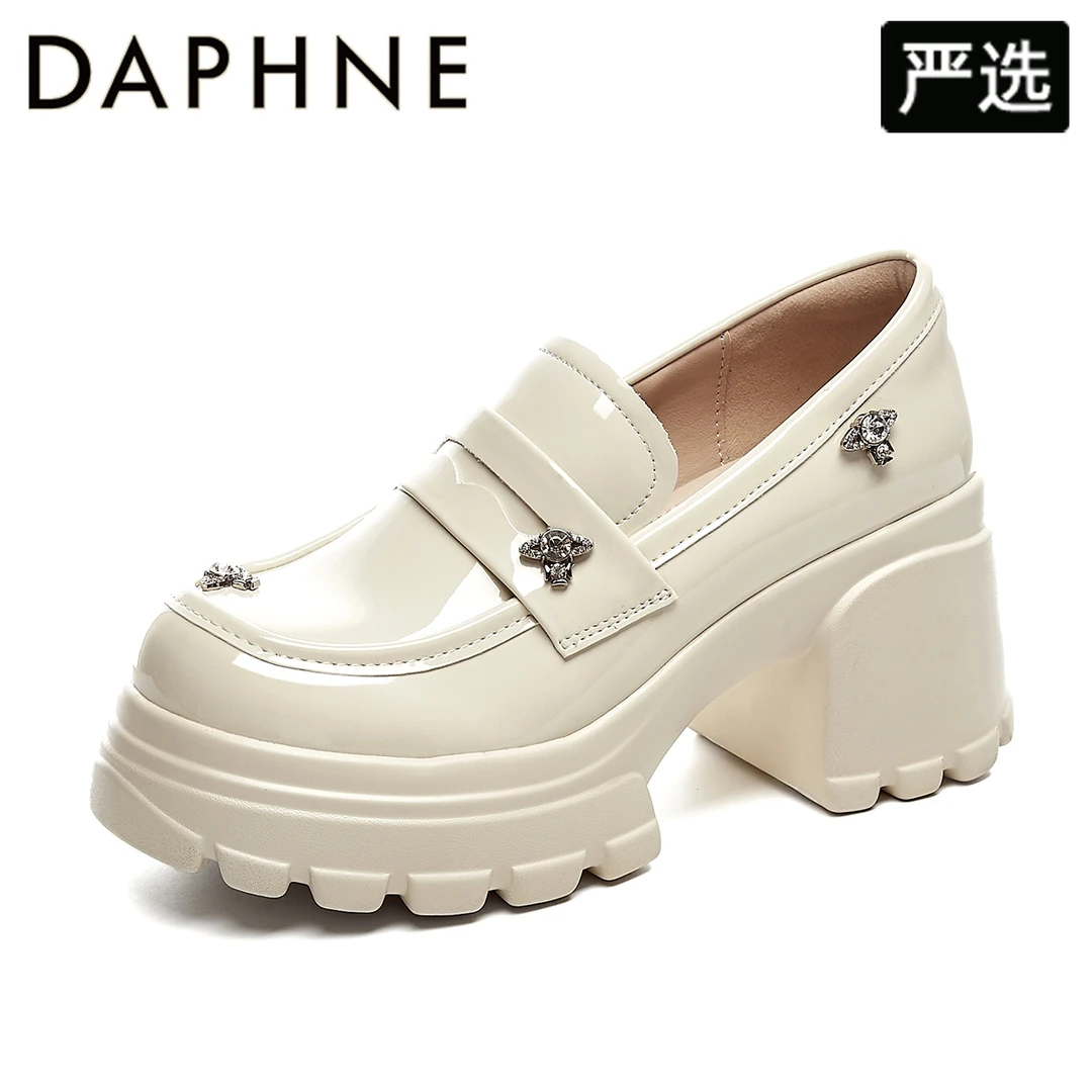 达芙妮配裙子白色厚底乐福鞋矮子乐增高10cm2025秋季新款百搭女鞋