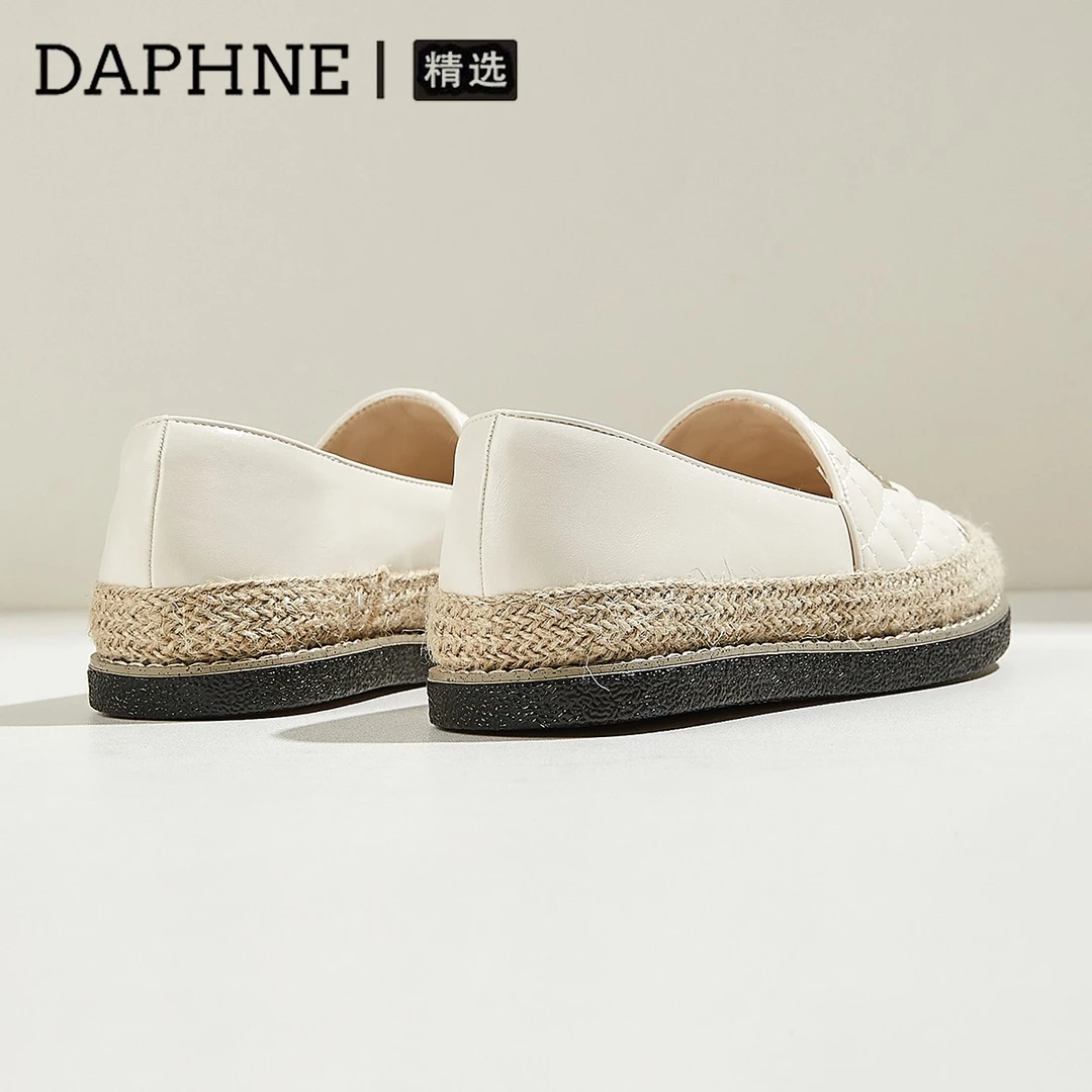 达芙妮小香风平底单鞋女款配裙子一脚蹬豆豆鞋冬季2025新款渔夫鞋