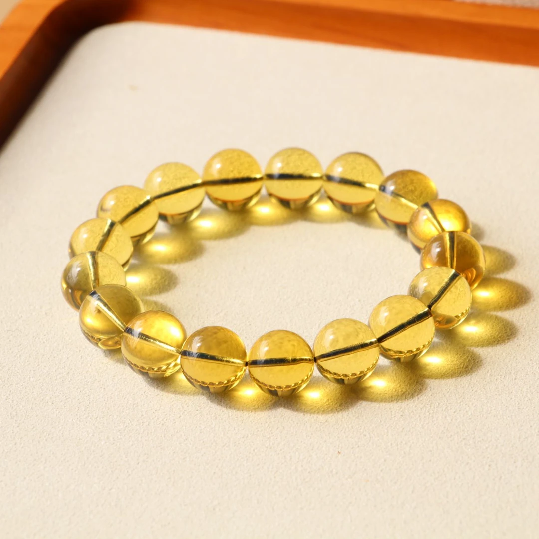 《顽石严选》天然琥珀原矿墨西哥净水高蓝特顶品时尚素圈光珠手串