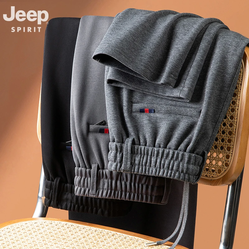 JEEPSPIRIT秋冬季卫裤男新款大码运动宽松弹力加绒加厚休闲裤潮流