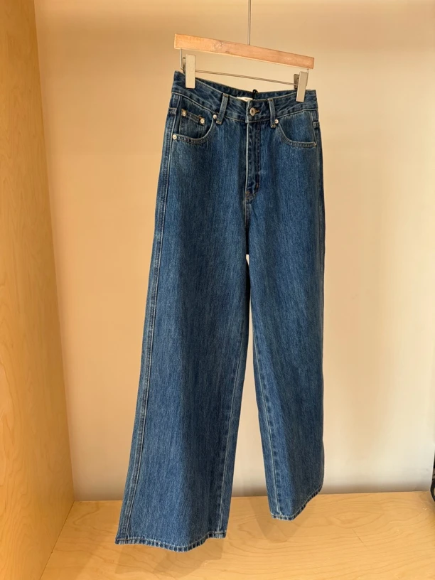 高腰复古水洗显瘦百搭直筒宽松显瘦牛仔裤6880-1