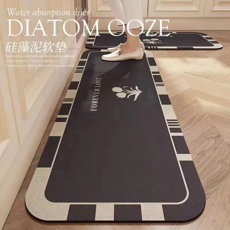 新款简约厨房地垫吸水吸油防滑耐脏长条地毯可裁剪入户门餐厅地垫