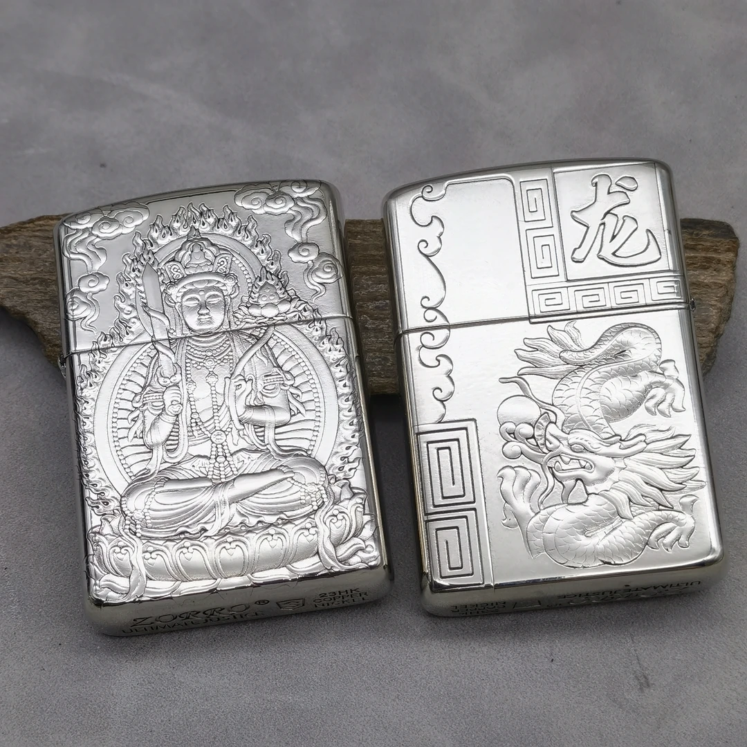 ZORRO佐罗生肖煤油打火机双面浮雕个性防风银色正品原装盔甲机