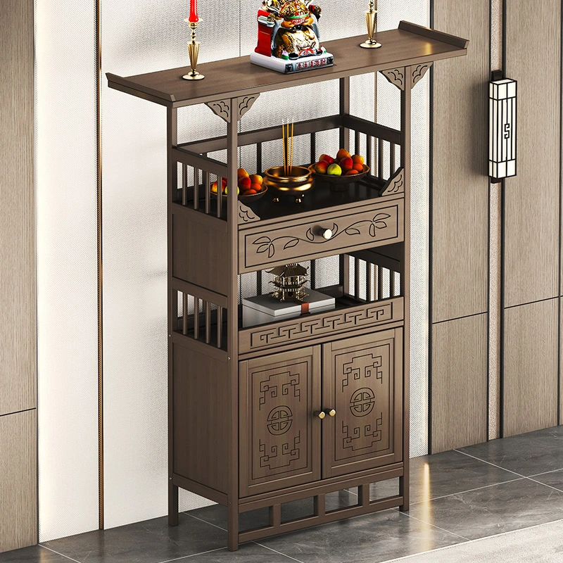 新中式玄关台楠竹家用客厅多功能抽屉条案供桌条复古摆放置物架