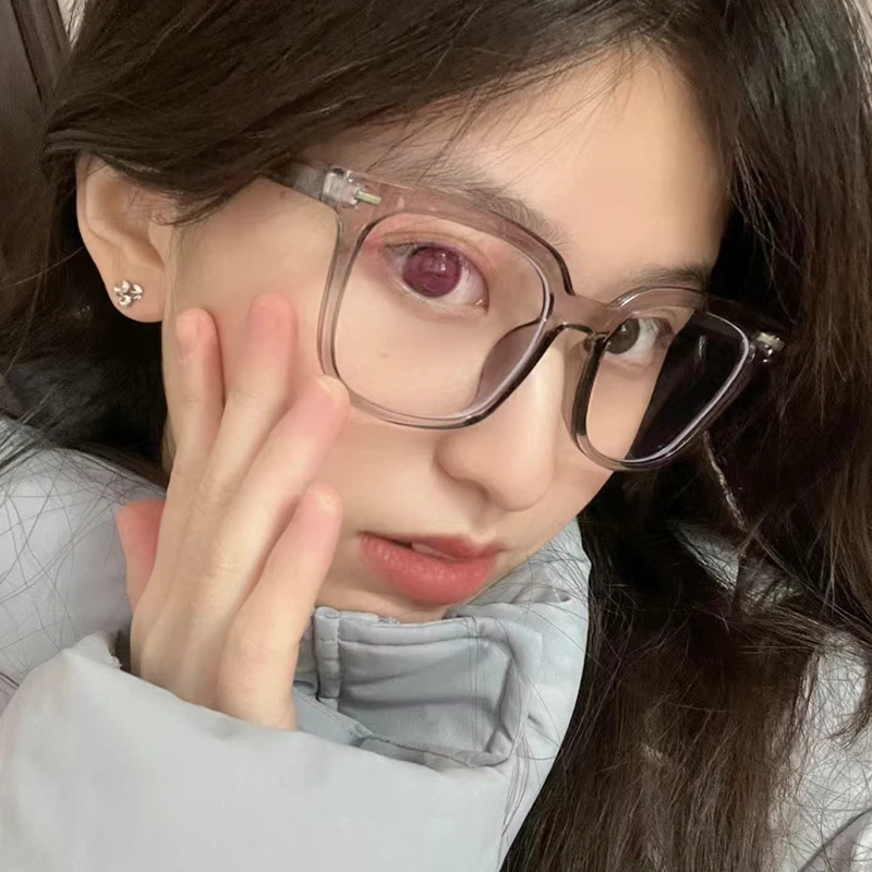眼镜女近视可配有度数镜片大框透灰色网红款素颜大脸显瘦装饰镜架