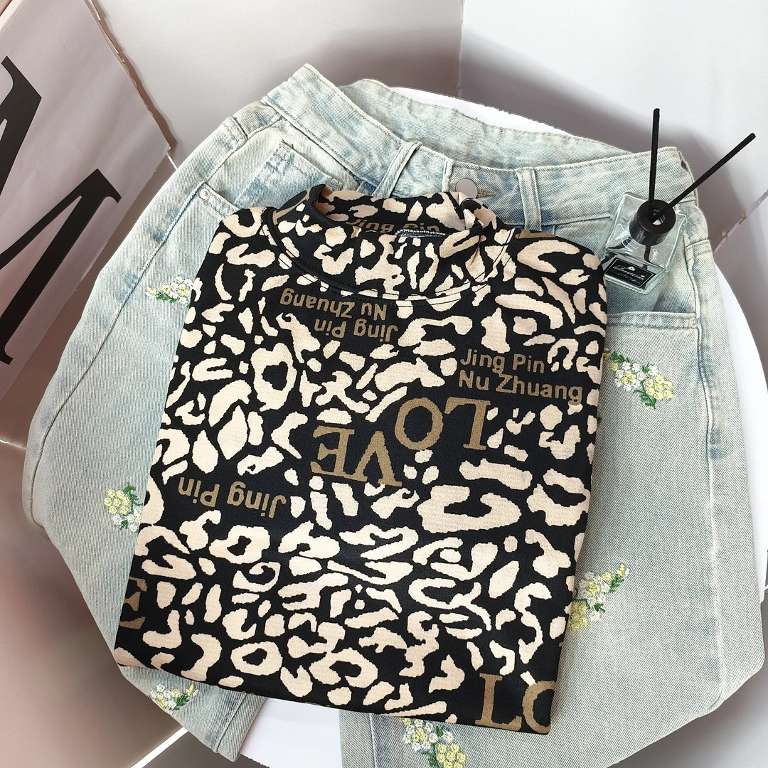 D639半高领百搭T恤打底衫女高档遮肉显瘦内搭长袖保暖上衣