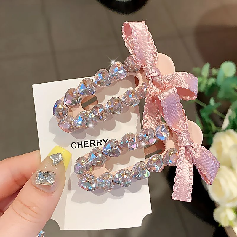 少女心甜美气质仿 发夹粉色蝴蝶结刘海侧边夹碎发夹可爱发饰发卡