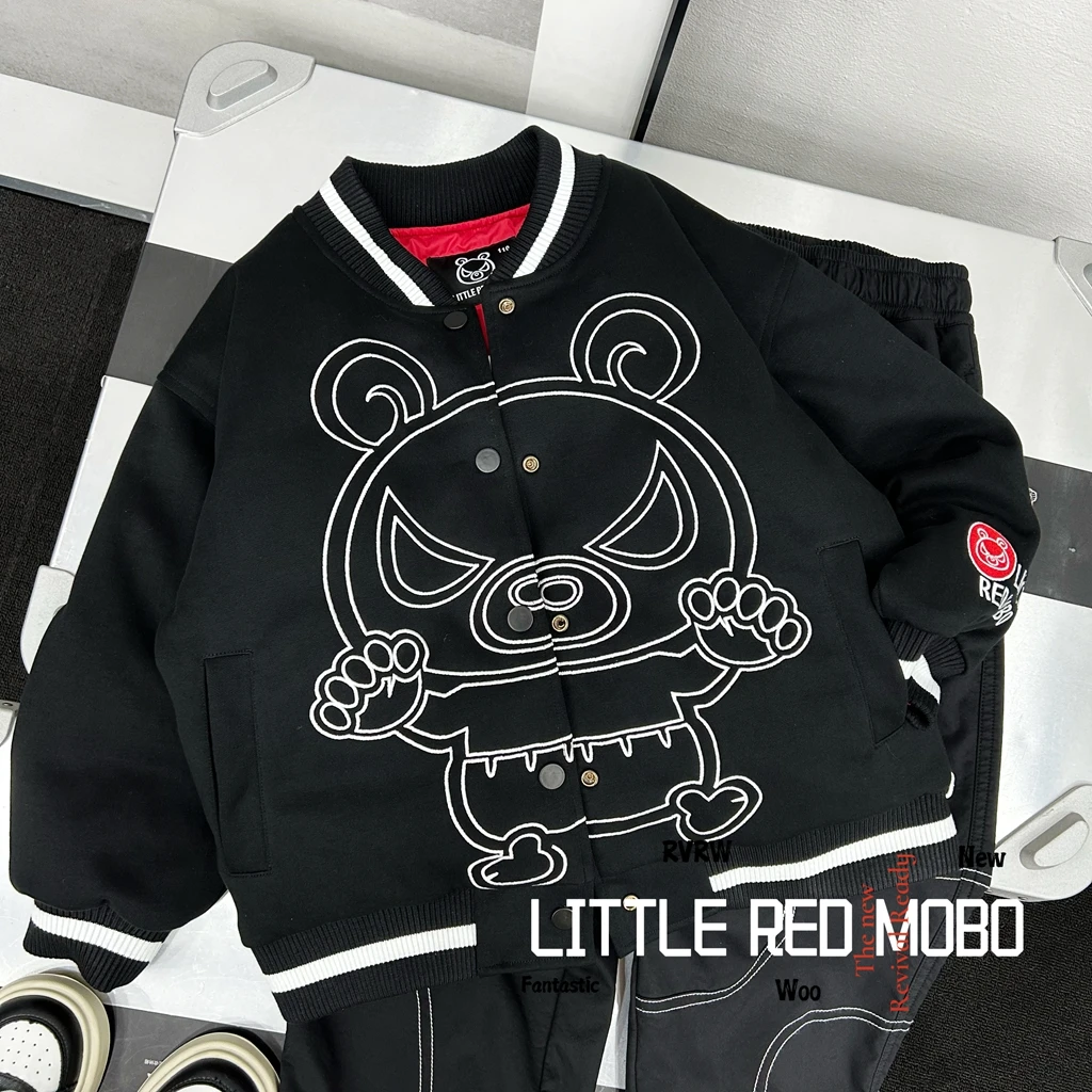 【魔霸眼睛】卡通黑红两面穿百搭连帽保暖童装羽绒服 DY-MB187