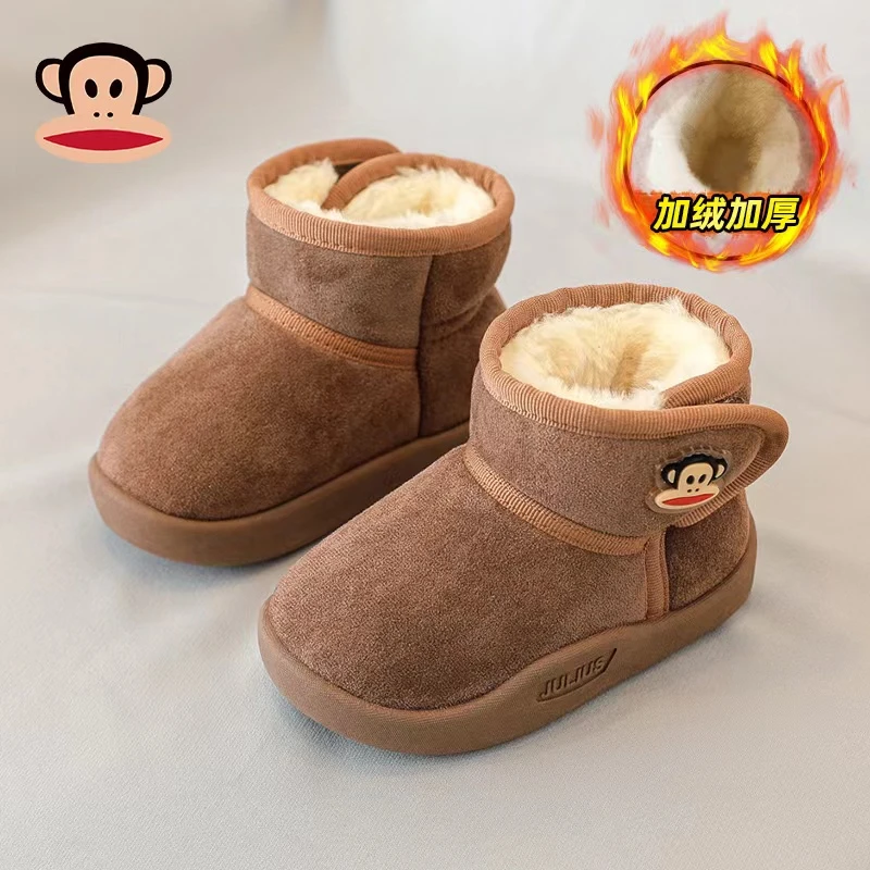 大嘴猴宝宝棉鞋男童棉鞋儿童1-3岁2024冬季新款加绒加厚雪地靴潮