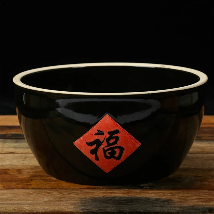 福字罐陶瓷创意调料缸复古加厚酱缸米罐家用猪油罐钵钵鸡串串香罐