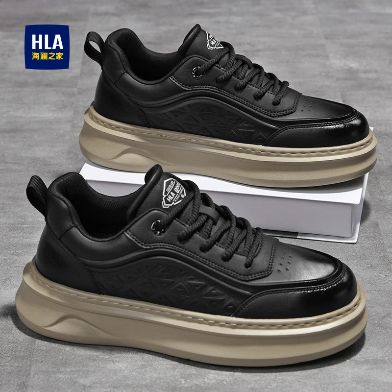 海澜之家男鞋2025新款秋冬季透气增高潮流百搭厚底开车休闲板鞋男