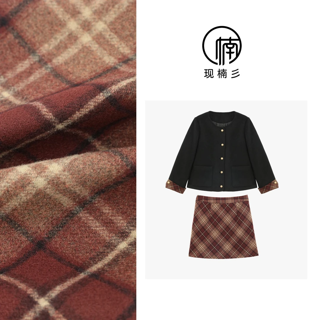 NANJIE/楠姐【冬遇礼赞】冬季韩系拼格显瘦羽绒服套装