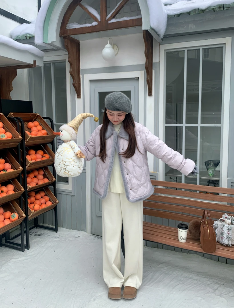 NANJIE/楠姐【雪地精灵】米兰貂新款菱格90白鸭绒羽绒服XNS6155