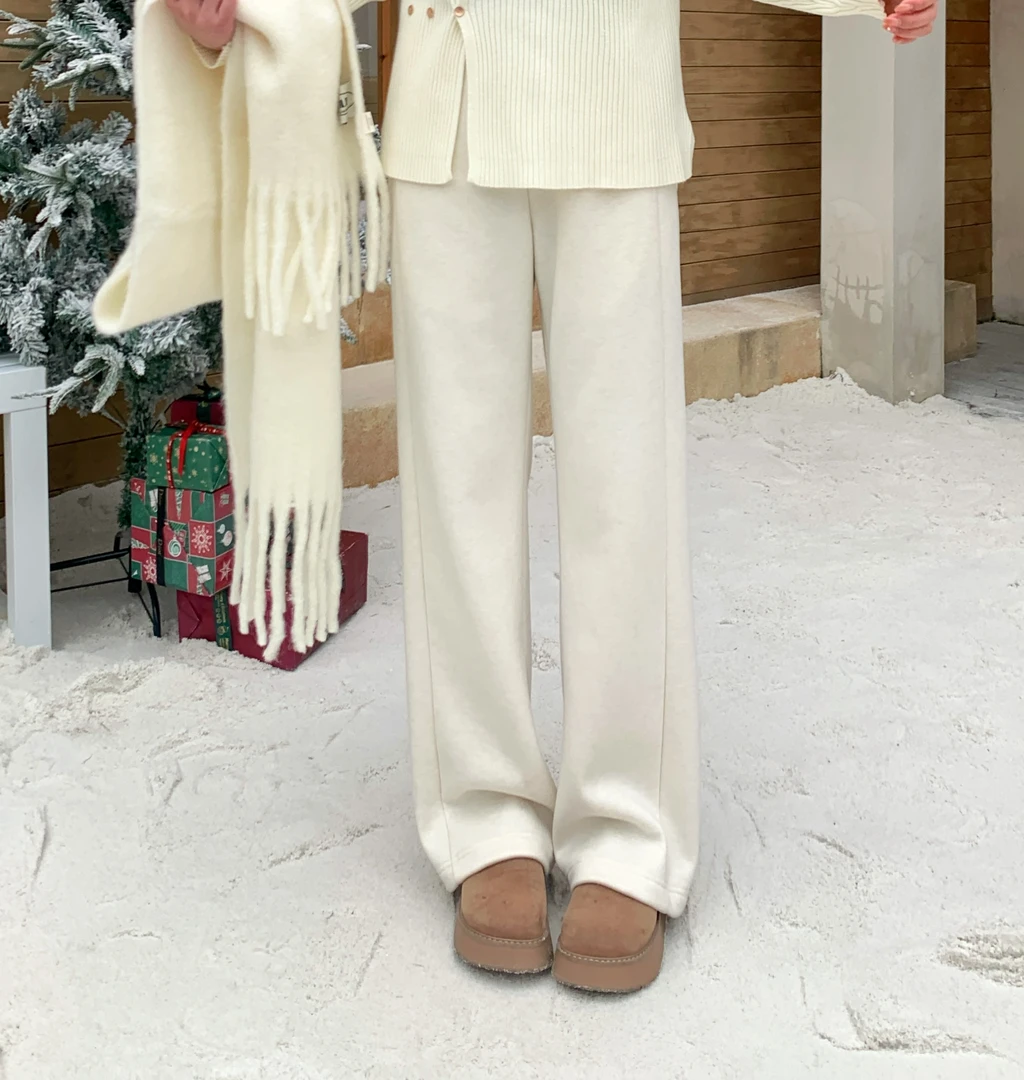 七七/【经典再现】腈纶羊绒垂感显瘦直筒休闲羊毛裤XNS6158