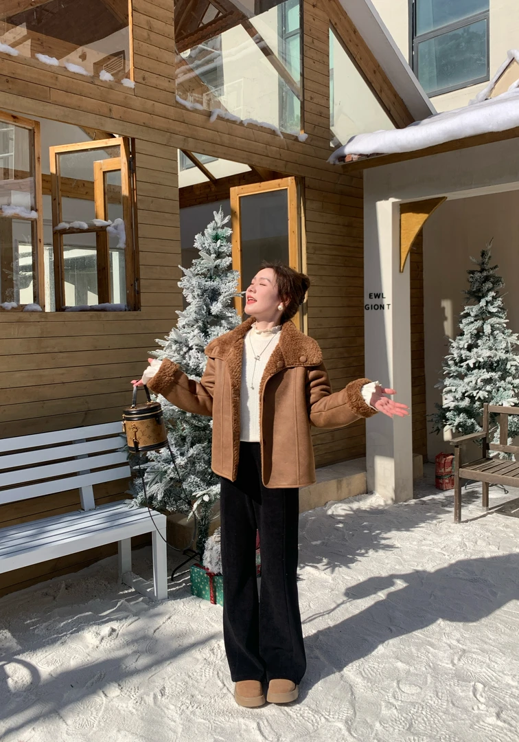 NANJIE/楠姐【里约书店】皮毛一体时尚加厚保暖外套XNS6169