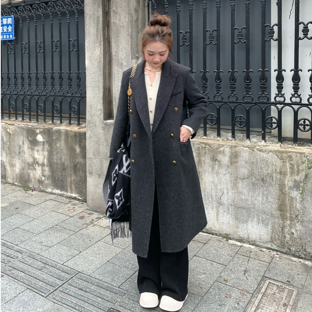 NANJIE/楠姐【伦敦启事】秋冬长款保暖气质韩版羊毛大衣XNS6101