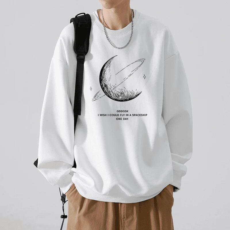 重磅圆领套头宽松200斤大码卫衣ins潮流男士秋冬季加绒加厚外套男