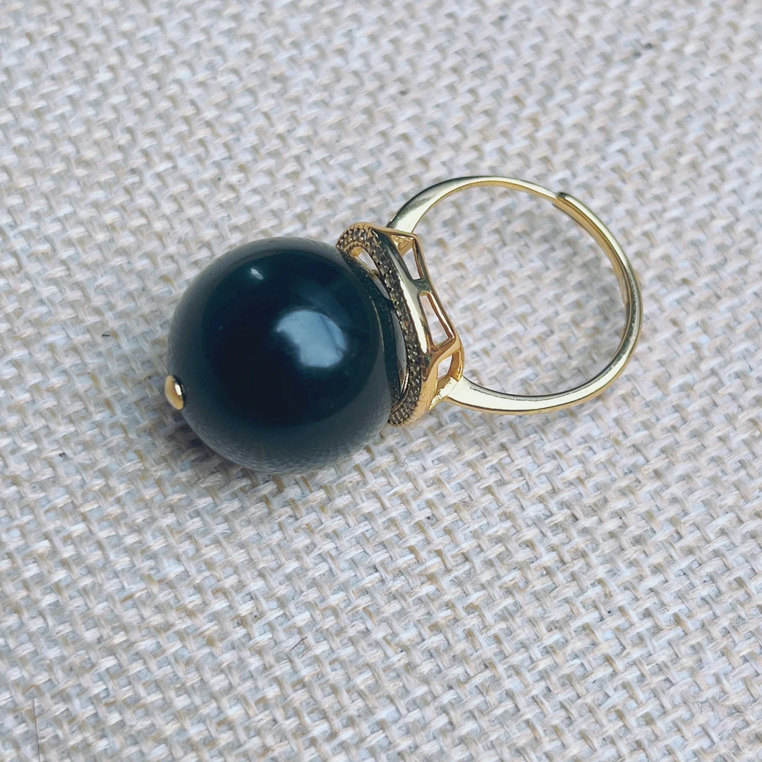 夏歌珠宝-缅甸17+翳珀大珠复古豪镶开口戒指经典优