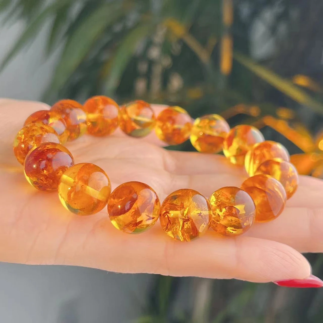 夏歌珠宝-俄料13+花珀圆珠单圈素款玉手串手串手链（多样性发货）