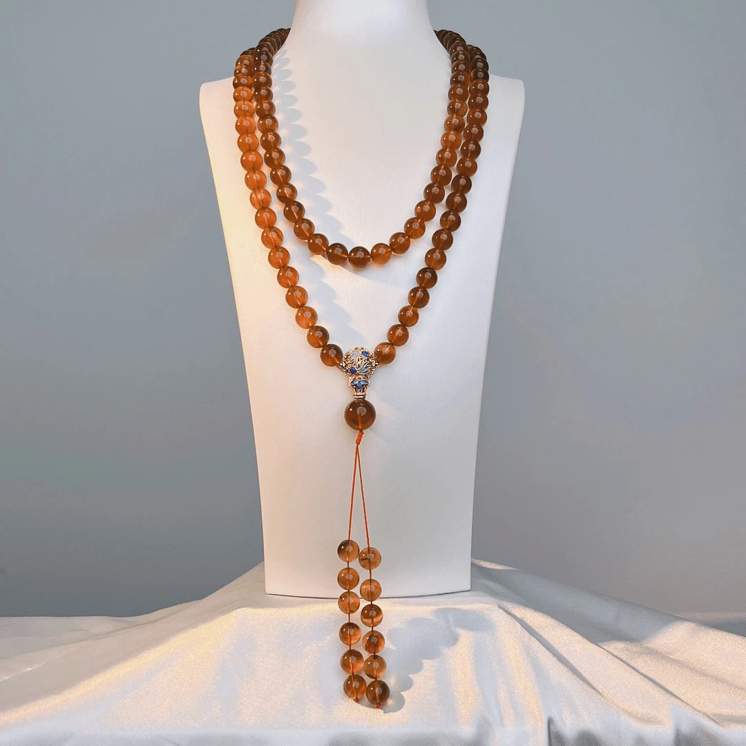 夏歌珠宝-缅甸10+紫罗兰108设计款圆珠气质百搭长款民族风多层