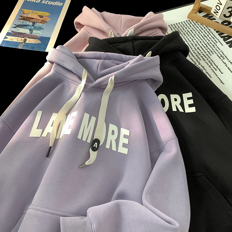 霄桂姿秋季新款连帽卫衣男重磅印花宽松百搭长袖外套情侣休闲上衣