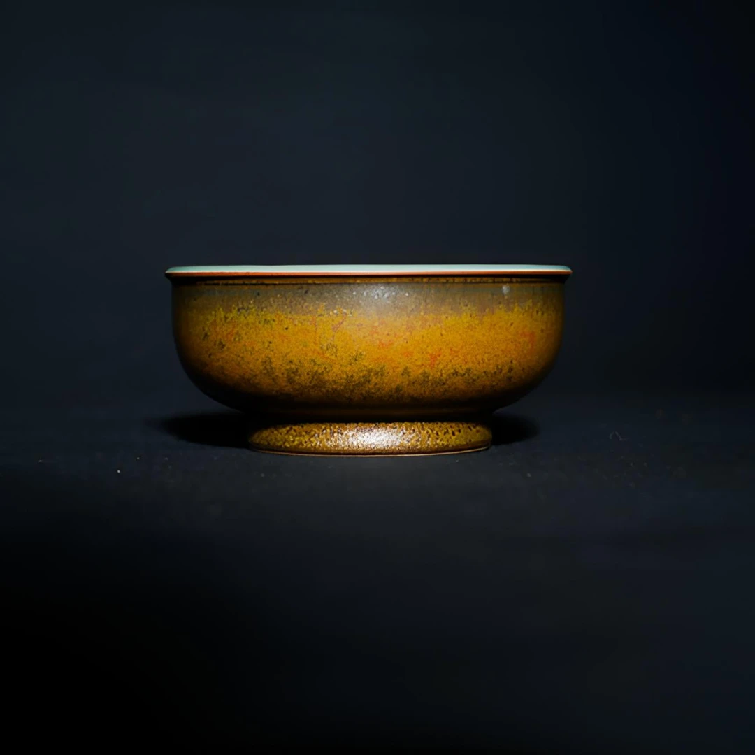 撇足罗汉碗丨金玉满堂釉丨龙泉青瓷丨黄柯老师