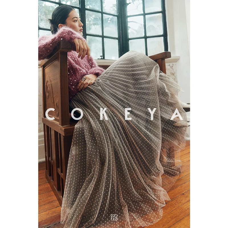 COKEYA/春日华尔兹~巨幅用料多层柔雾幻彩巴黎纱波点植绒两穿半裙