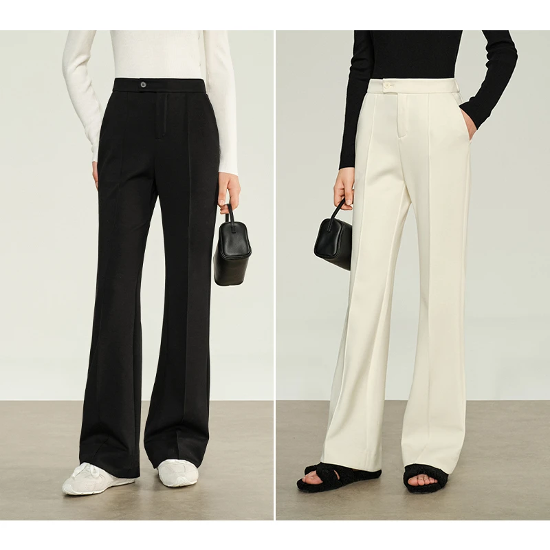 COKEYA/软软“奶芙裤”髙弹亲肤莫代尔髙腰时装感微喇裤EWB4SY204