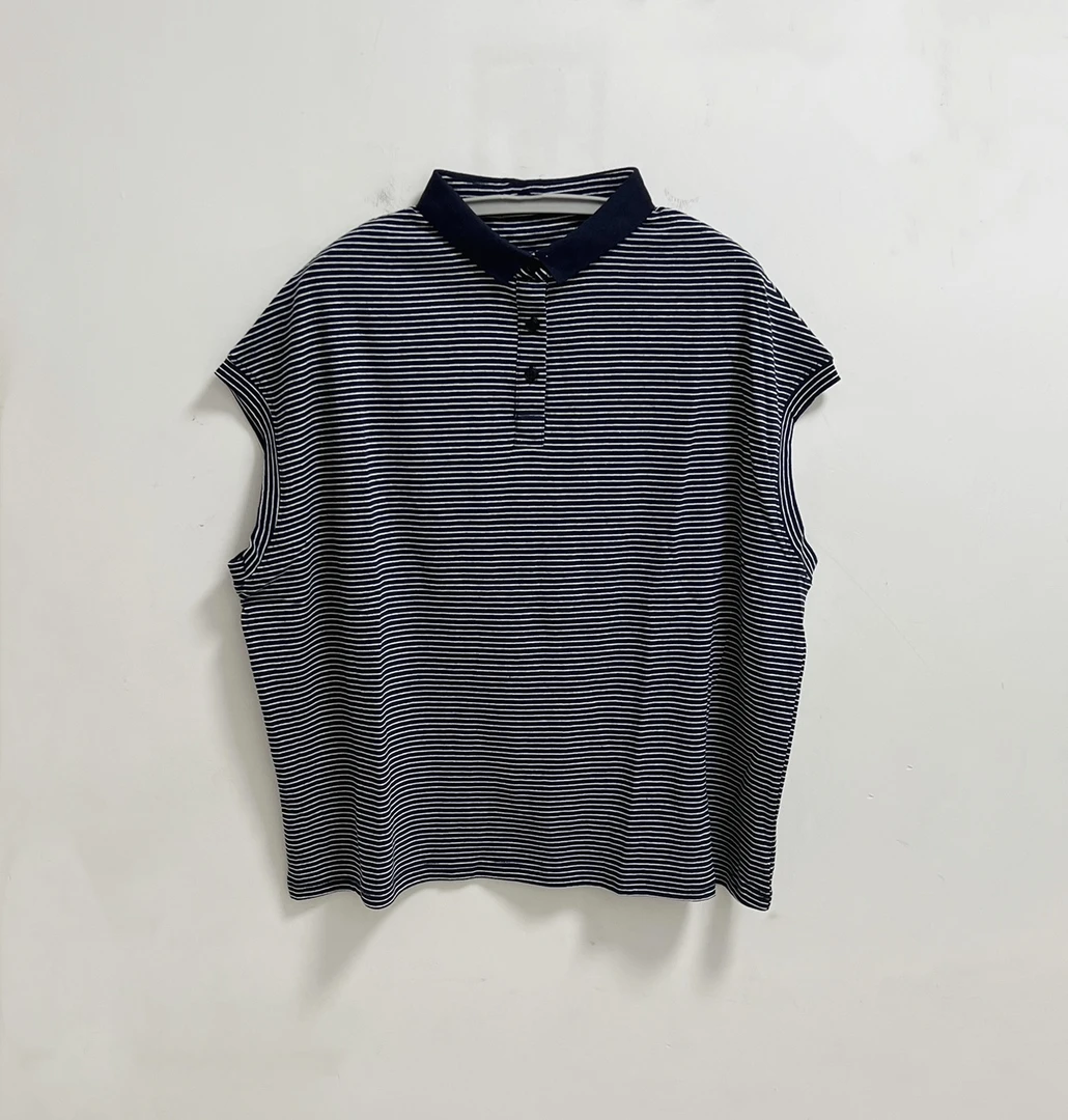 248906（阿梦服饰）小翻领条纹T恤 衣长63