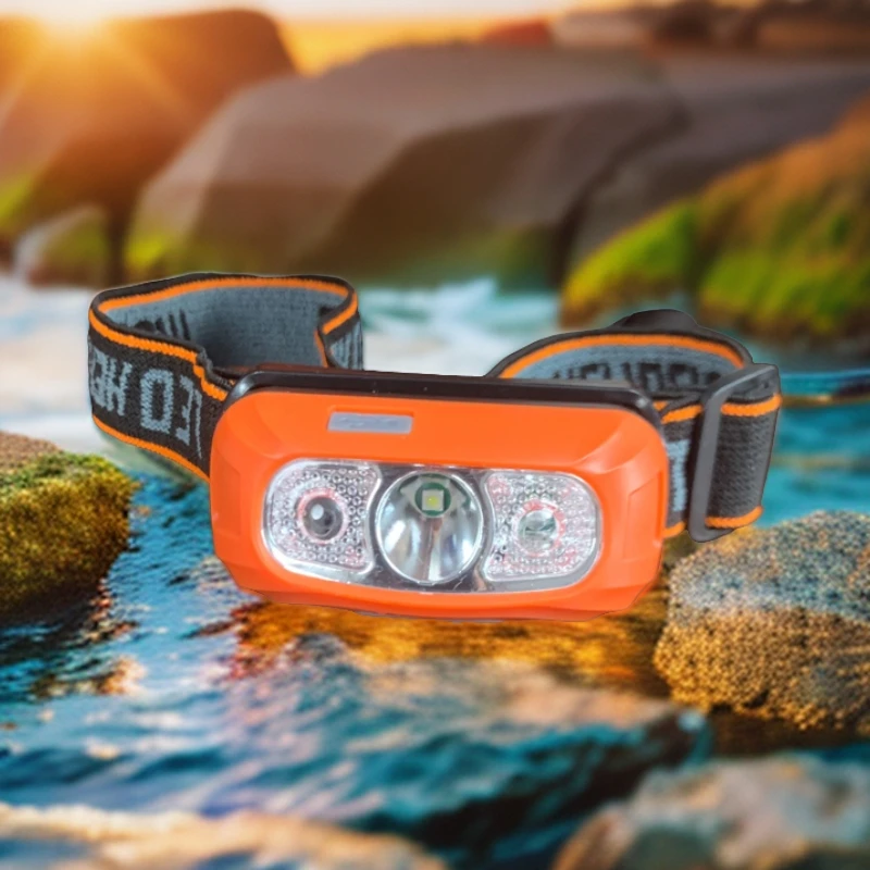 新款LED头灯挥手感应头灯USB充电头戴式夜跑步钓鱼迷你头灯