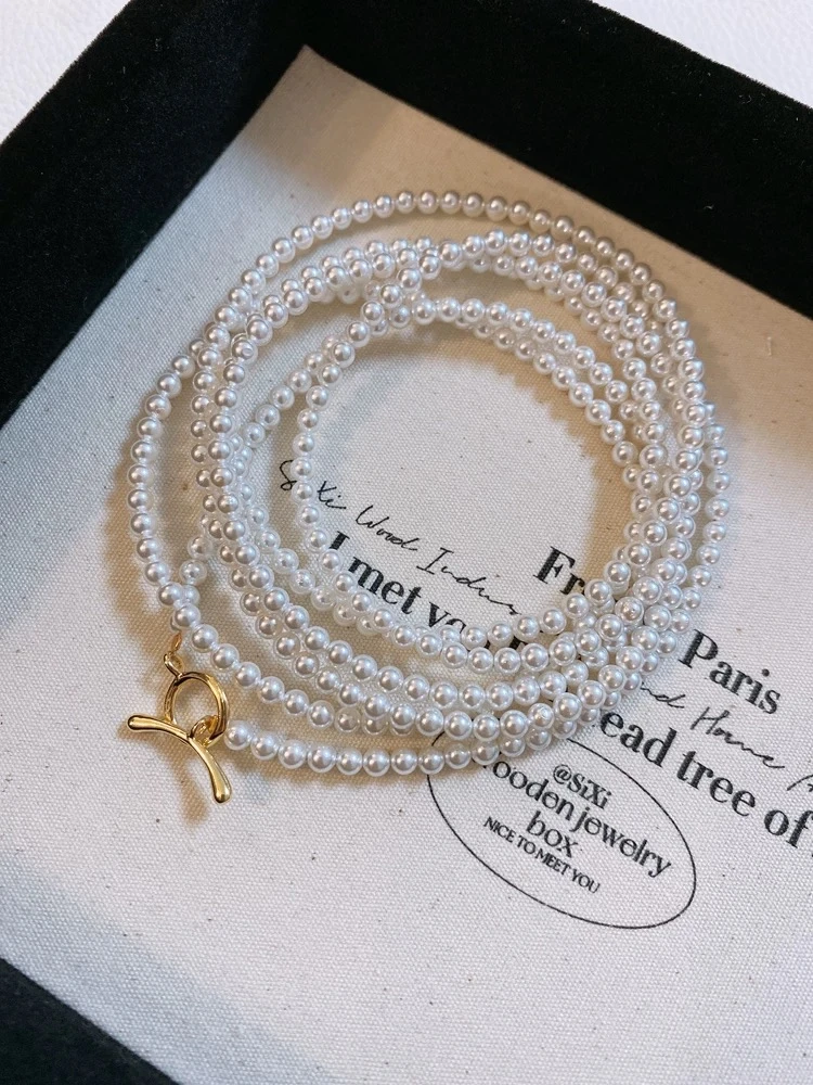 【小茶-爆款毛衣链】4-5mm小米珠经典百搭OT扣长款项链 贝珠