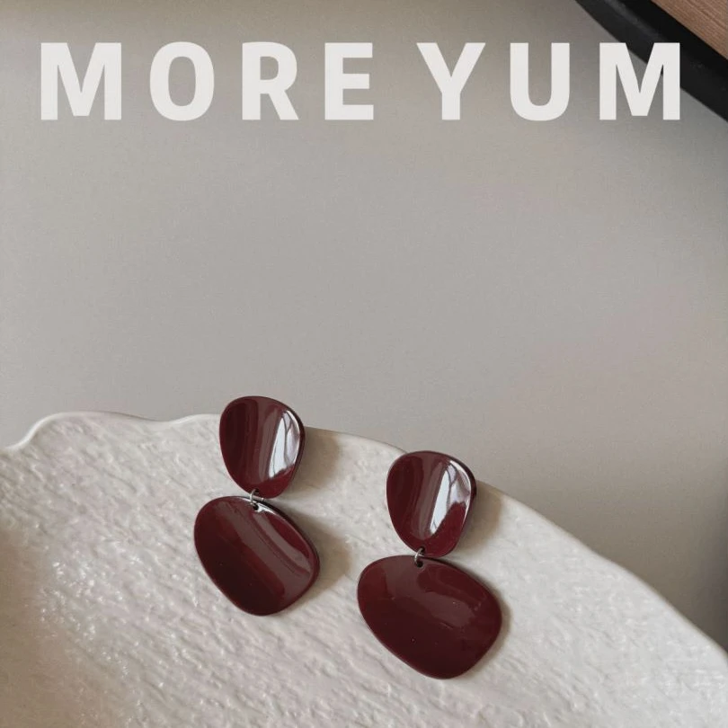 muyang/慕阳 非金属树脂耳饰 气质百搭小众法式设计几何方块耳钉